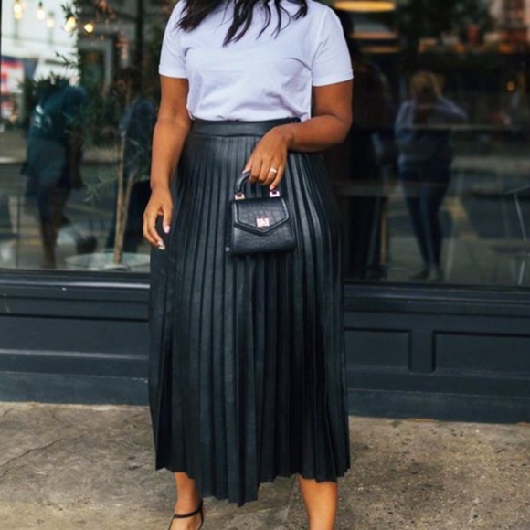 Luxe stretchy Waist Pleated Midi Skirt - Picture 5 of 8